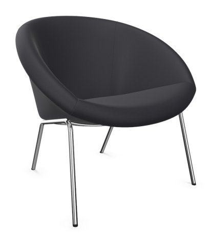 369 Chair, Fabric Divina black, High gloss chrome-plated