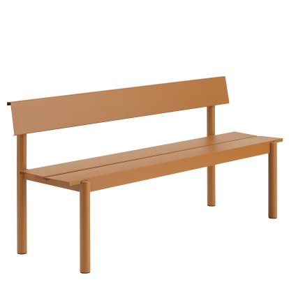 Linear steel bench with backrest, L 170 x W 50,9 cm, Burnt orange