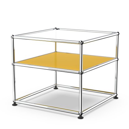 USM Haller side table Type 2, Glass, Golden yellow RAL 1004