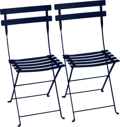 Bistro Folding Chair Set of 2, Deep blue