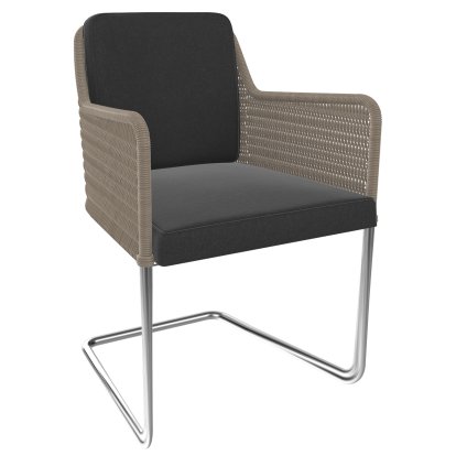 D43 Armchair, Wickerwork I - creamwhite, Fabric Arco - anthracite, Chrom