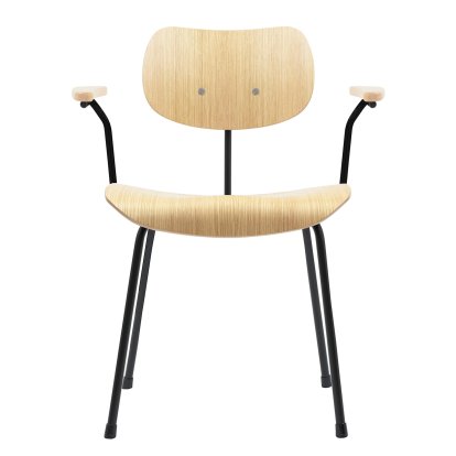 SE 68 Chair, Non-stackable, Without upholstery, Matt black powder-coated, With armrests, Oak, natural