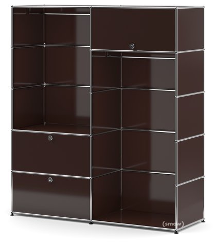 USM Haller Clothes Rack L with 2 Hanging Rails, USM brown