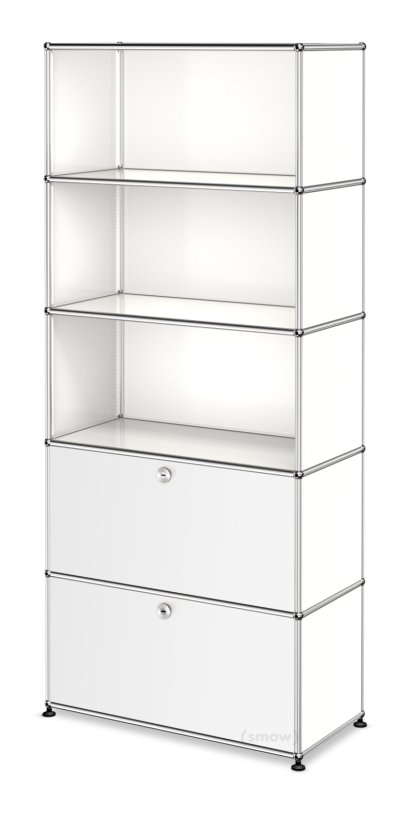 USM Haller Storage Unit M, Customisable, Pure white RAL 9010, Open, Open, With drop-down door, With drop-down door