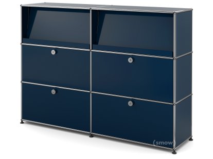 USM Haller Highboard L with Angled Shelves, Steel blue RAL 5011