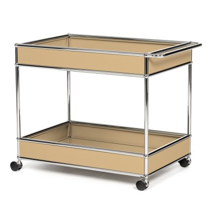 USM Haller Bar Trolley Type II with panelling, USM beige, Hard castors for carpets