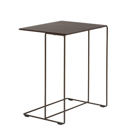 Oki Saddle Side Table, H 49 x W 42 x D 34 cm, Leather Saddle coffee, Matt bronze powder-coated