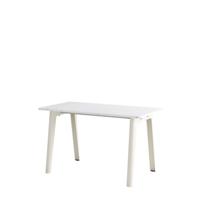 New Modern Dining Table Rectangular, Metal/Recycled Plastic, 130 x 70 cm, Cream white