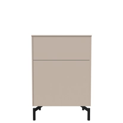 Aventa Sideboard with Door and Drawer, 60 cm, 3 Height grids, Melamine cashmere grey, Metal feed
