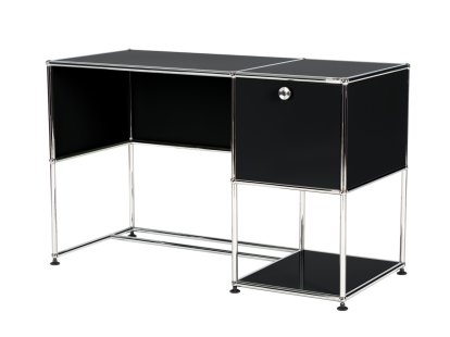 USM Haller Home Office Desk, Graphite black RAL 9011, With cable entry hole
