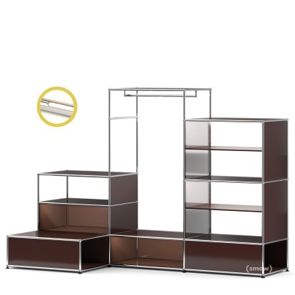 USM Haller E Clothes Rack XL with Lighting, USM brown