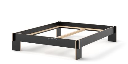 Siebenschläfer Bed, 160 x 200 cm, Without headboard, Black, Without slatted base
