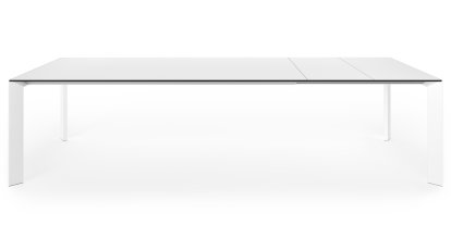 Nori dining table, Fenix white with black edge, L 209-303 x W 100 cm, Aluminium with white lacquer