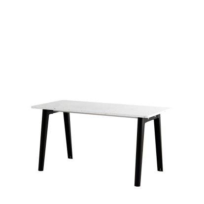 New Modern Dining Table Rectangular, Metal/Recycled Plastic, 150 x 70 cm, Graphite black