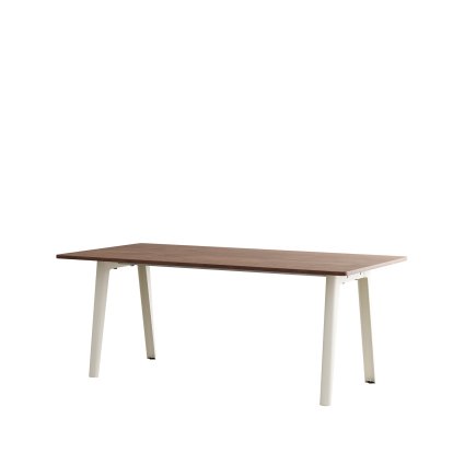 New Modern Dining Table Rectangular, Metal/Wood, 190 x 95 cm, Walnut finish, Cream white