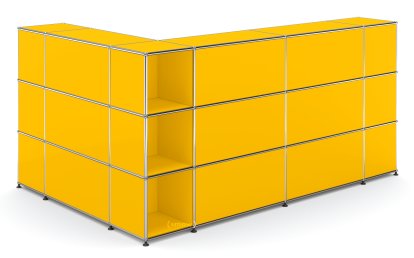 USM Haller Counter Type 4, Golden yellow RAL 1004, Corner open
