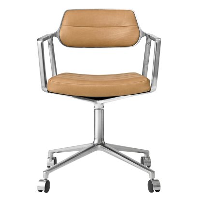 Swivel 453 Swivel Chair, Polished, Wheeled based, Leather camel