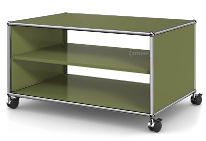 USM Haller TV Lowboard with Castors, Without drop-down door, without rear panel, Olive green RAL 6003