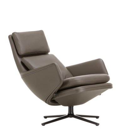 Grand Relax Lounge Chair, Without Ottoman, Leather Premium F, umbra grey, Basic dark, 46,5 cm