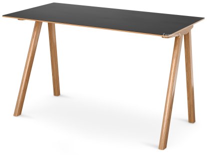 Copenhague Desk CPH90, Lacquered oak, Linoleum black
