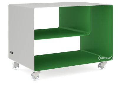 Trolley R 106, Bicoloured, Pure white (RAL 9010) - May green (RAL 6017), Transparent castors