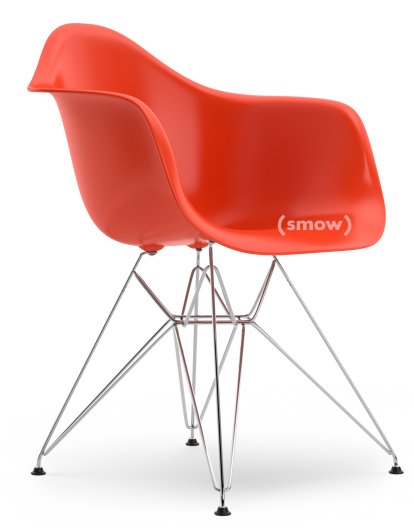 Eames Plastic Armchair RE DAR, Red (poppy red), Without upholstery, Without upholstery, Standard version - 43 cm, Chrome-plated