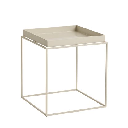 Tray Tables, H 40/44 x W 40 x D 40 cm, Warm beige - High gloss