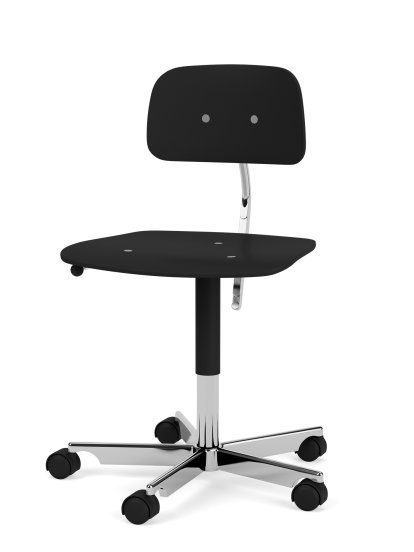 Kevi 2533 Swivel Chair, B / 48 - 61 cm, Black, Polished aluminium
