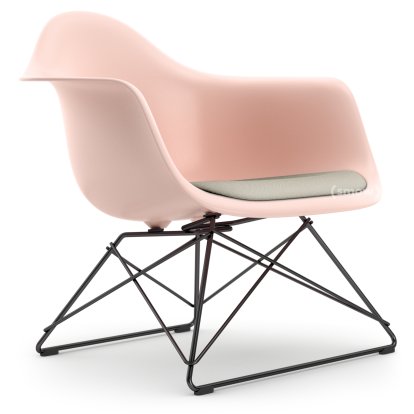 Eames Plastic Armchair RE LAR, Pale rose, Seat upholstery warm grey / ivory, Coated basic dark