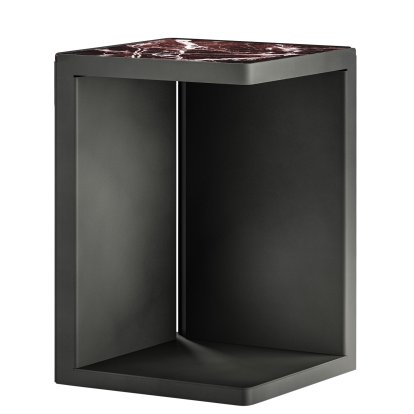 Ambito Side Table, Obsidian, Levanto red marble