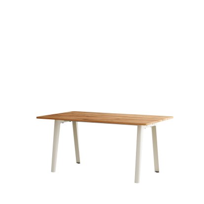 New Modern Dining Table Rectangular, Metal/Wood, 160 x 95 cm, Reclaimed oak, Cream white