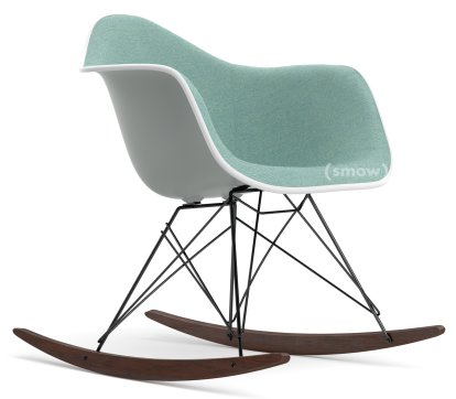 Eames Plastic Armchair RE RAR with Upholstery, Light grey, With full upholstery, Ice blue / ivory, White, Basic dark/dark maple