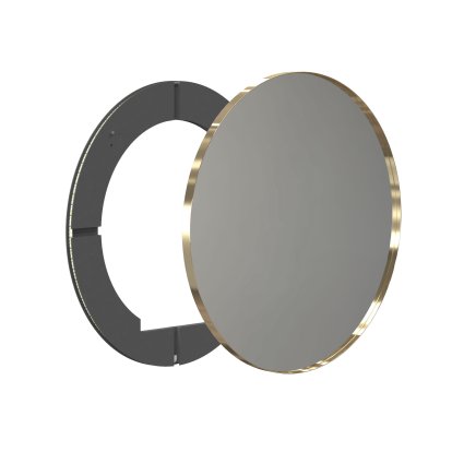 Unu mirror with LED lighting round (set), ø 80 cm, Brushed gold