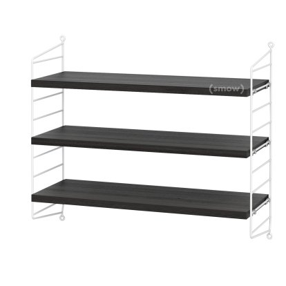 String System Shelf S, 20 cm, White, Black ash veneer