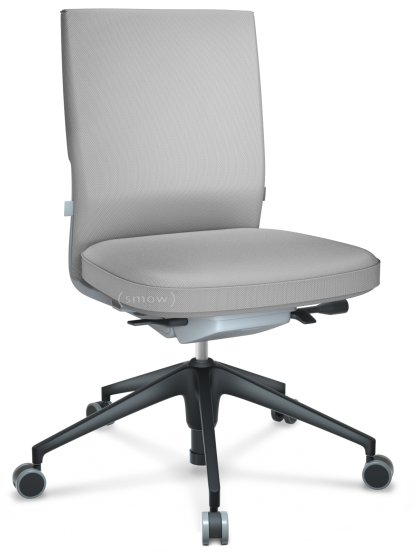 ID Soft, FlowMotion-with tilt mechanism, with seat depth adjustment, Without armrests, 5 star foot , basic dark plastic, Soft grey, Silk mesh seat and back, Soft grey, Hard castors for carpets