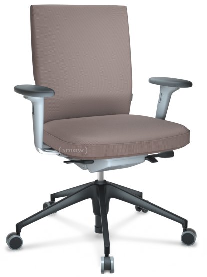 ID Soft, FlowMotion-with tilt mechanism, with seat depth adjustment, With 2D armrests, 5 star foot , basic dark plastic, Soft grey, Silk mesh seat and back, Mauve grey, Soft castors for hard floor surfaces