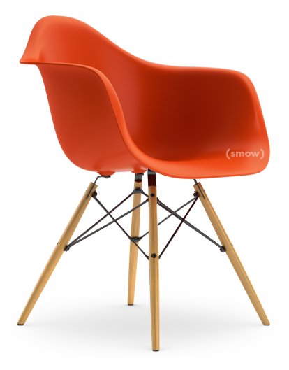 Eames Plastic Armchair RE DAW, Red (poppy red), Without upholstery, Without upholstery, Standard version - 43 cm, Ash honey tone