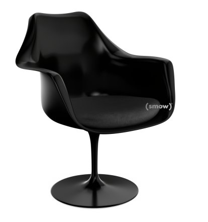 Saarinen Tulip Armchair, Static, Seat cushion, Black, Black (Eva 138)