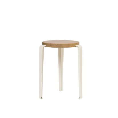Lou Stool, Solid Wood, Solid oak, Cream white