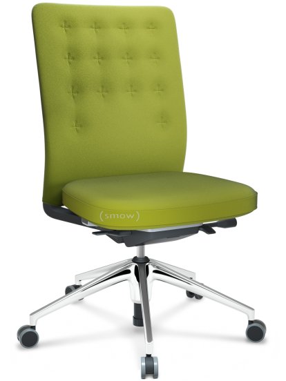 ID Trim, With lumbar support, FlowMotion-with tilt mechanism, with seat depth adjustment, Without armrests, 5 star foot, polished aluminium, Seat and back Plano, Avocado, Hard castors for carpets