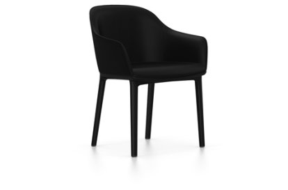 Softshell Chair with four-legged base, Basic dark, Plano, Nero, Glides for carpets