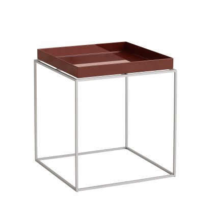Tray Tables, H 40/44 x W 40 x D 40 cm, Chocolate - High gloss / grey