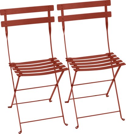 Bistro Folding Chair Set of 2, Red ochre