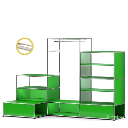USM Haller E Clothes Rack XL with Lighting, USM green
