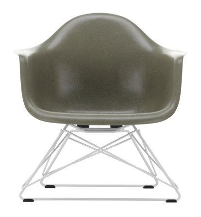 Eames Fiberglass Armchair LAR, Eames raw umber, White