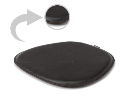 Leather Seat Pad for Eames Side Chairs , Front and back leather, Black