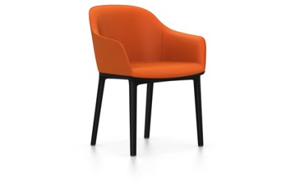 Softshell Chair with four-legged base, Basic dark, Plano, Orange, Glides for carpets
