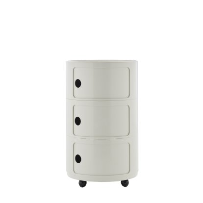 Componibili Container Big, 3 Compartments, White, With castors