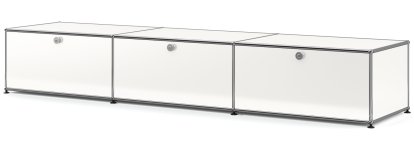 USM Haller Lowboard XL, Customisable, Pure white RAL 9010, With 3 drop-down doors, 50 cm