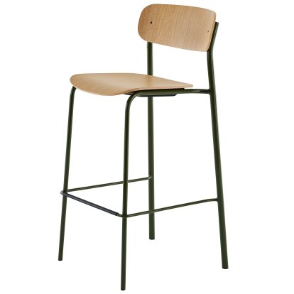 S 243 H Bar Stool, Olive green (RAL 6003), Clear lacquered oak